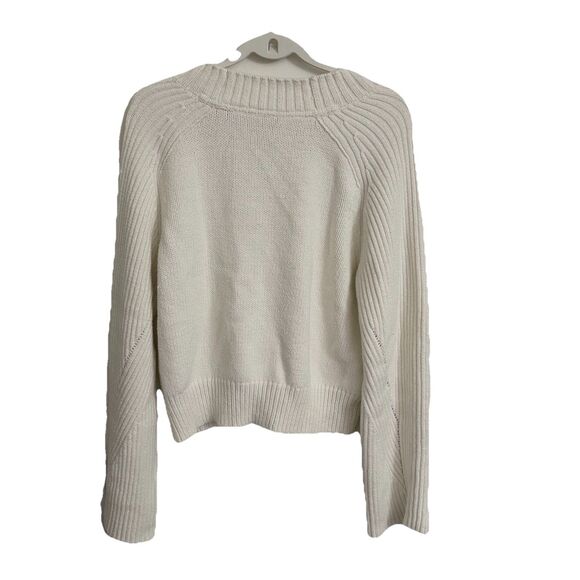 Anthropologie Sweater Womens Large Ivory Wool Blend V-neck Pullover Knit Preppy - Picture 6 of 9